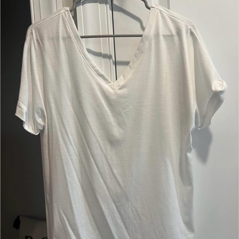 Classic White V-Neck Women's Top